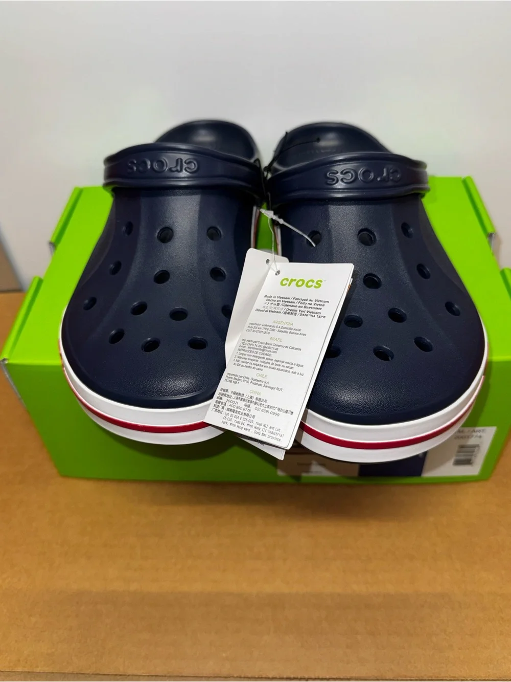 Crocs Bayaband M10-W12,  Color:Navy/Pepper , Slip-On Paisley Band 205089-4CC NWT